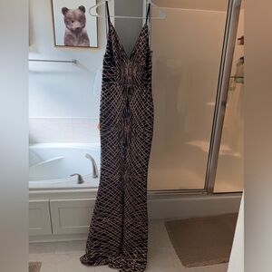 Elegant Black and Gold Patterned Dress